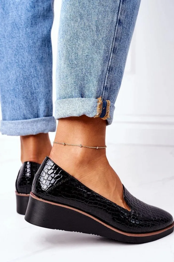 Damskie Buty damskie Vinceza Lakierowane Półbuty Na Koturnie Vinceza 10675 Czarne