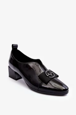 Sale Buty damskie Vinceza Lakierowane Półbuty Na Obcasie Z Ozdobą Czarne Elosa