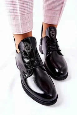 Hot Buty Sergio Leone Lakierowane Pół Ocieplane PB262 Czarne