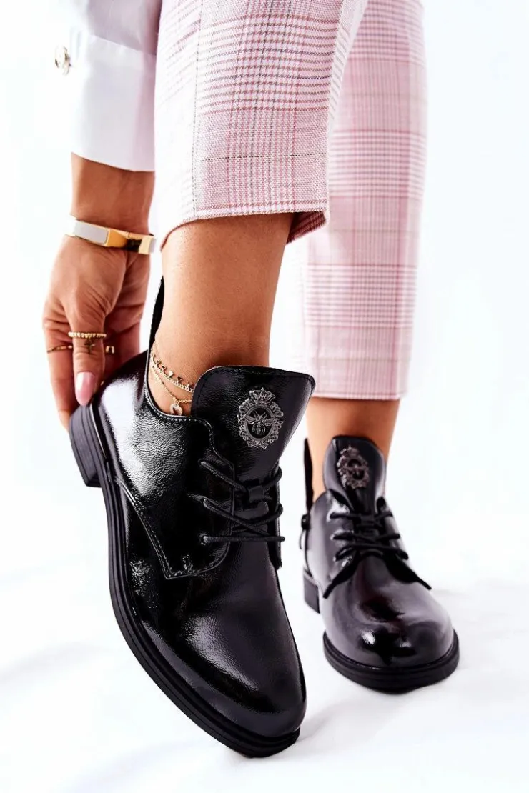 Hot Buty Sergio Leone Lakierowane Pół Ocieplane PB262 Czarne