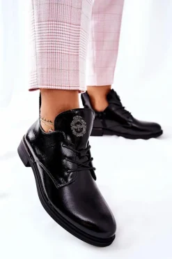 Hot Buty Sergio Leone Lakierowane Pół Ocieplane PB262 Czarne