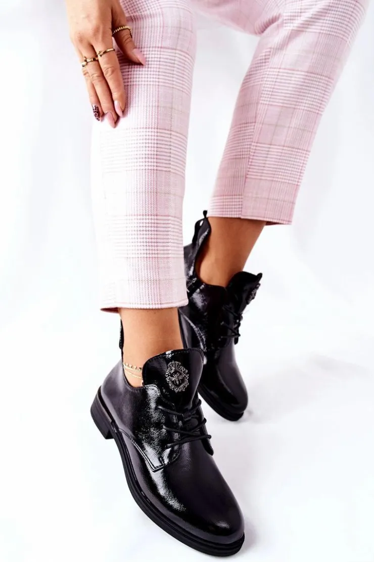 Hot Buty Sergio Leone Lakierowane Pół Ocieplane PB262 Czarne