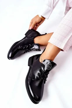 Hot Buty Sergio Leone Lakierowane Pół Ocieplane PB262 Czarne