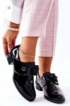 Damskie Buty Sergio Leone Lakierowane Pół PB260 Czarne