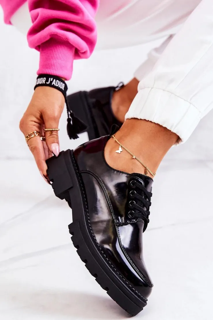 Sale Boto Lakierowane Półbuty Wiązane La.Fi Czarne Joselin