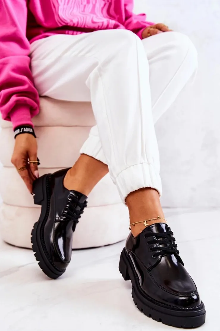 Sale Boto Lakierowane Półbuty Wiązane La.Fi Czarne Joselin