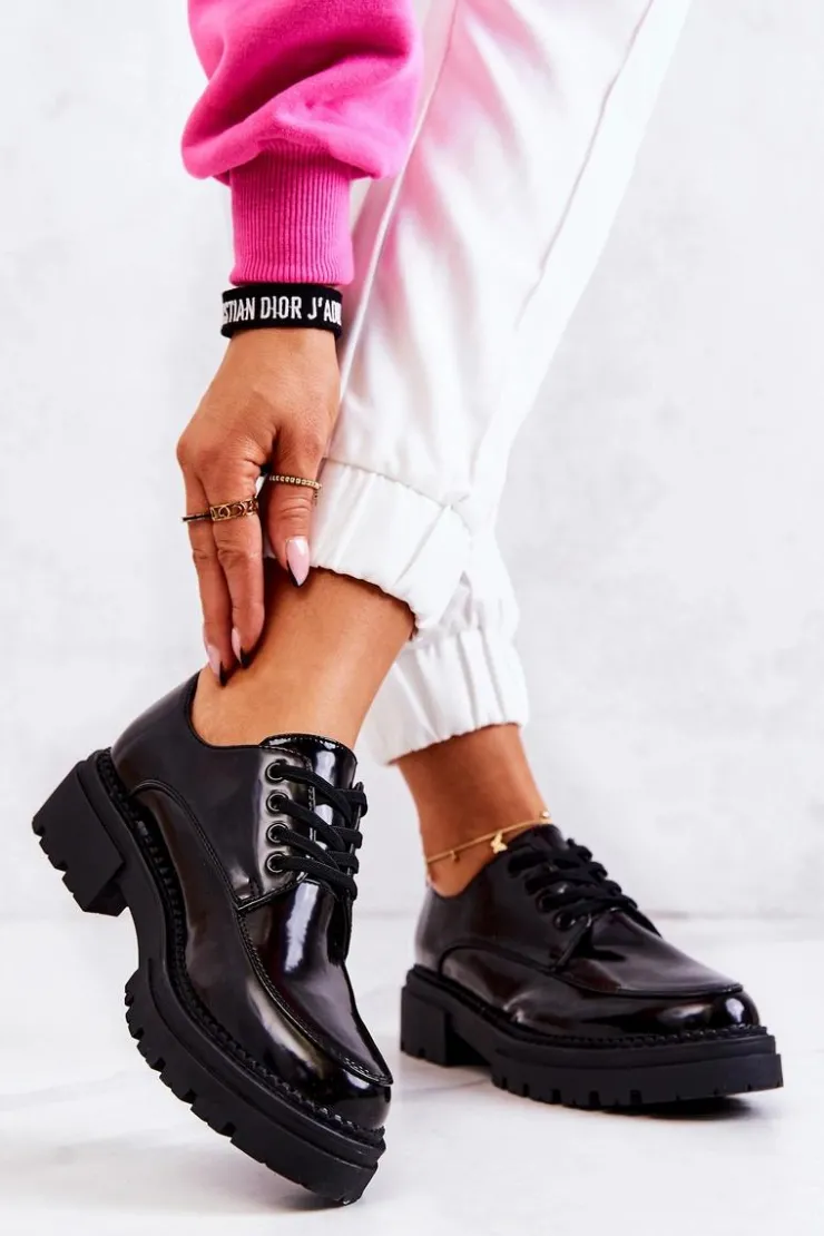 Sale Boto Lakierowane Półbuty Wiązane La.Fi Czarne Joselin