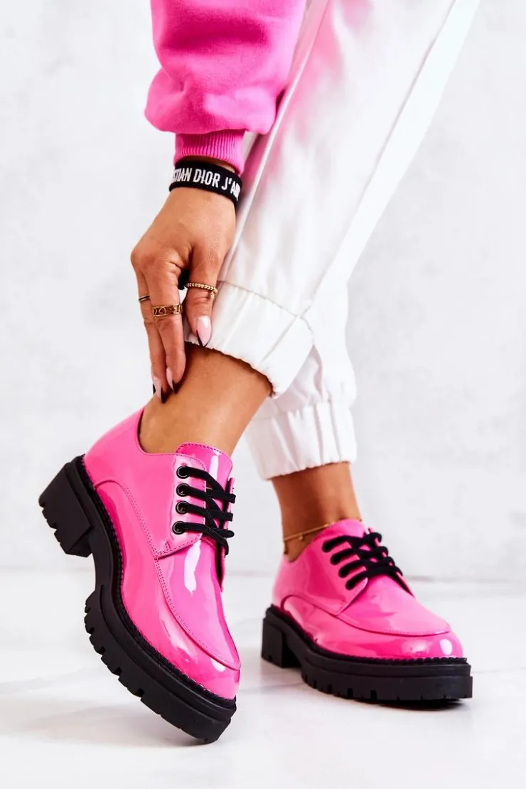 Boto Półbuty Lakierowane*Lakierowane Półbuty Wiązane La.Fi Różowe Joselin