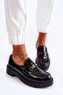 Clearance Boto Lakierowane Półbuty Ze Srebrną Ozdobą Czarne Lemar Hestill Czarny