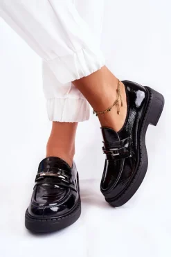 Clearance Boto Lakierowane Półbuty Ze Srebrną Ozdobą Czarne Lemar Hestill Czarny