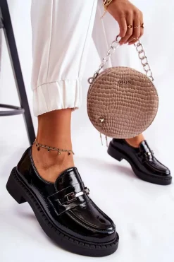 Clearance Boto Lakierowane Półbuty Ze Srebrną Ozdobą Czarne Lemar Hestill Czarny