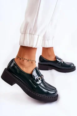 Boto Półbuty Lakierowane|Półbuty Skórzane*Lakierowane Półbuty Ze Srebrną Ozdobą Zielone Lemar Hestill Zielony