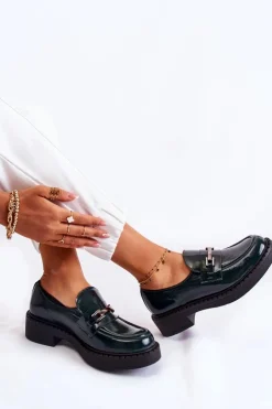 Boto Półbuty Lakierowane|Półbuty Skórzane*Lakierowane Półbuty Ze Srebrną Ozdobą Zielone Lemar Hestill Zielony