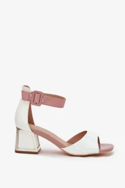 Damskie Evento Lakierowane Sandały Damskie Na Słupku Białe Zennia