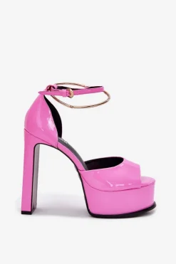 Discount Boto Lakierowane Sandały Damskie Na Słupku I Platformie Różowe Horvia