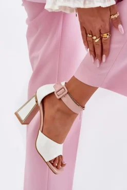 Damskie Buty damskie Vinceza Lakierowane Sandały Damskie Na Słupku Vinceza 20266 Białe