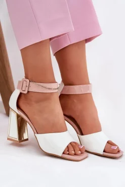 Damskie Buty damskie Vinceza Lakierowane Sandały Damskie Na Słupku Vinceza 20266 Białe