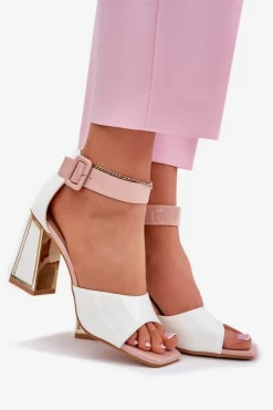 Damskie Buty damskie Vinceza Lakierowane Sandały Damskie Na Słupku Vinceza 20266 Białe