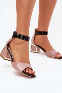 Online Evento Lakierowane Sandały Damskie Na Słupku Nude Zennia