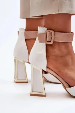 Boto Sandały Na Obcasie*Lakierowane Sandały Na Słupku Białe Adrianu