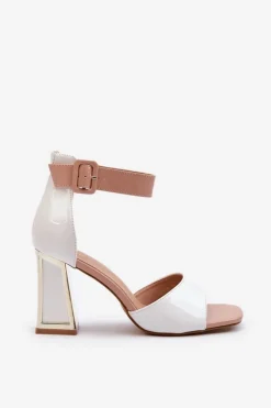 Boto Sandały Na Obcasie*Lakierowane Sandały Na Słupku Białe Adrianu