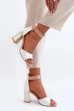 Boto Sandały Na Obcasie*Lakierowane Sandały Na Słupku Białe Adrianu