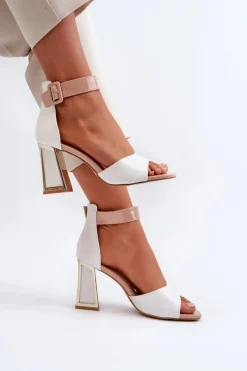 Boto Sandały Na Obcasie*Lakierowane Sandały Na Słupku Białe Adrianu