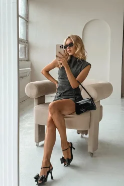 Boto Sandały Na Obcasie*Lakierowane Sandały Na Szpilce Z Kokardą Czarne Noliva Czarny