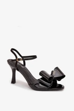 Boto Sandały Na Obcasie*Lakierowane Sandały Na Szpilce Z Kokardą Czarne Noliva Czarny