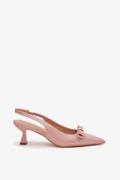 Online Boto Lakierowane Sandały Na Szpilce Z Kokardką Nude Naylna