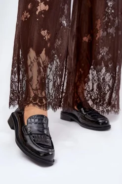 Best Buty damskie Vinceza Lakierowane Skórzane Mokasyny Damskie Vinceza 91125 Czarne Czarny