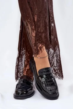 Best Buty damskie Vinceza Lakierowane Skórzane Mokasyny Damskie Vinceza 91125 Czarne Czarny