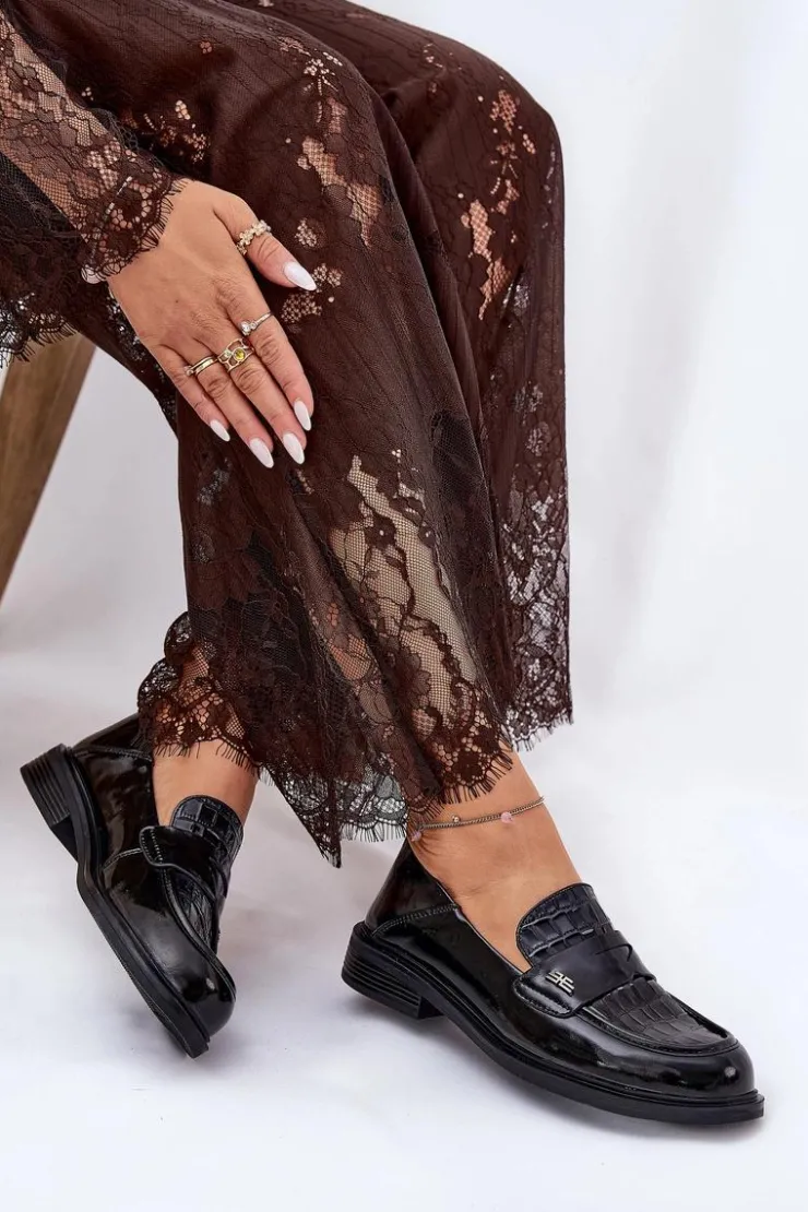 Best Buty damskie Vinceza Lakierowane Skórzane Mokasyny Damskie Vinceza 91125 Czarne Czarny