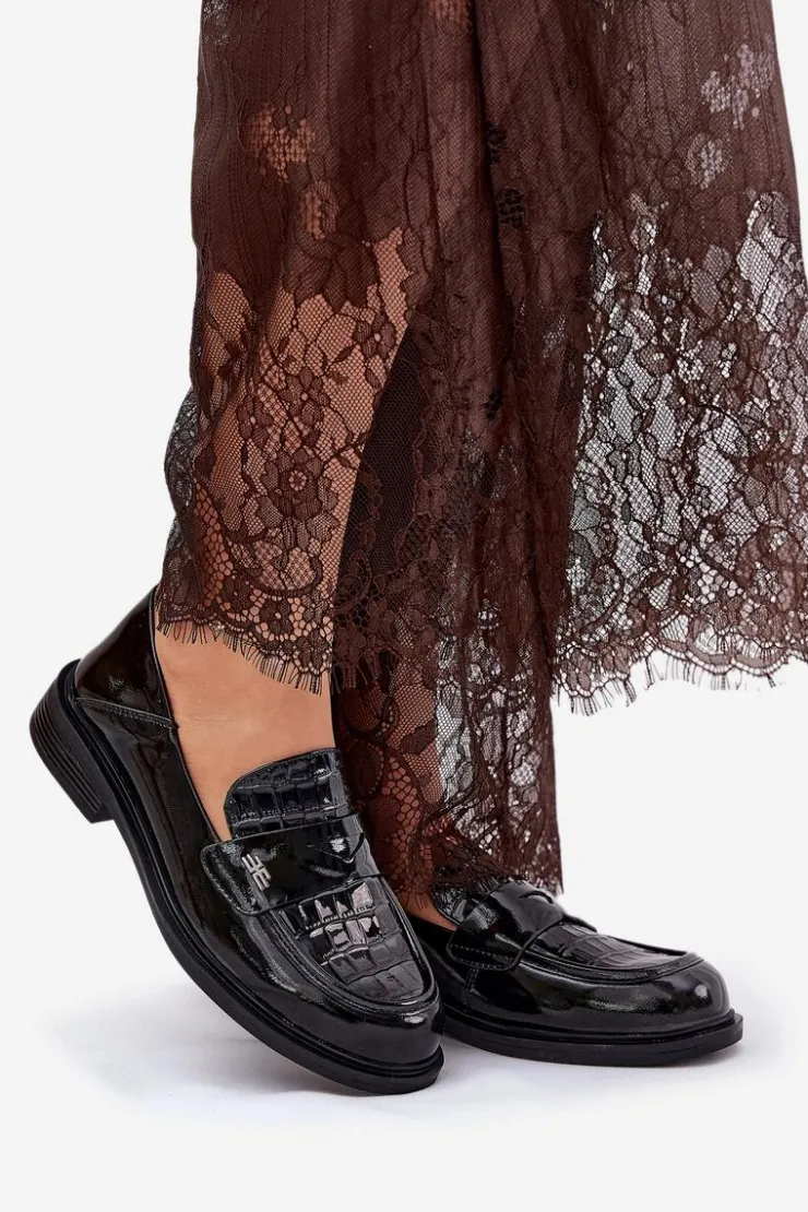 Best Buty damskie Vinceza Lakierowane Skórzane Mokasyny Damskie Vinceza 91125 Czarne Czarny