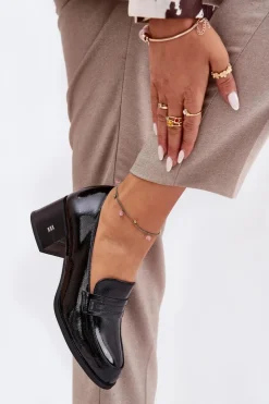 Buty damskie Vinceza Półbuty Lakierowane|Półbuty Skórzane*Lakierowane Skórzane Półbuty Damskie Na Obcasie Vinceza 18105 Czarne