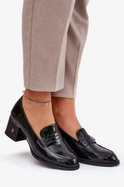 Buty damskie Vinceza Półbuty Lakierowane|Półbuty Skórzane*Lakierowane Skórzane Półbuty Damskie Na Obcasie Vinceza 18105 Czarne