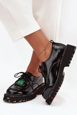 Online Artiker Lakierowane Skórzane Półbuty Damskie 57C0172 Czarne