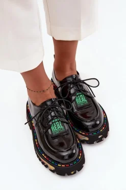 Online Artiker Lakierowane Skórzane Półbuty Damskie 57C0172 Czarne