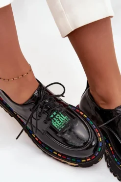 Online Artiker Lakierowane Skórzane Półbuty Damskie 57C0172 Czarne