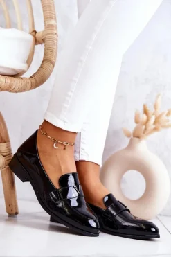 Damskie Buty damskie Vinceza Lakierowane Skórzane Półbuty Czarne Sherilyn