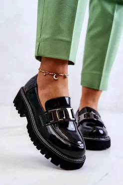 Damskie buty S.Barski Półbuty Lakierowane*Lakierowane Skórzane Półbuty Czarne Corine