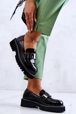 Damskie buty S.Barski Półbuty Lakierowane*Lakierowane Skórzane Półbuty Czarne Corine