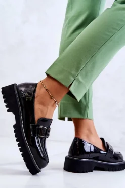 Damskie buty S.Barski Półbuty Lakierowane*Lakierowane Skórzane Półbuty Czarne Corine