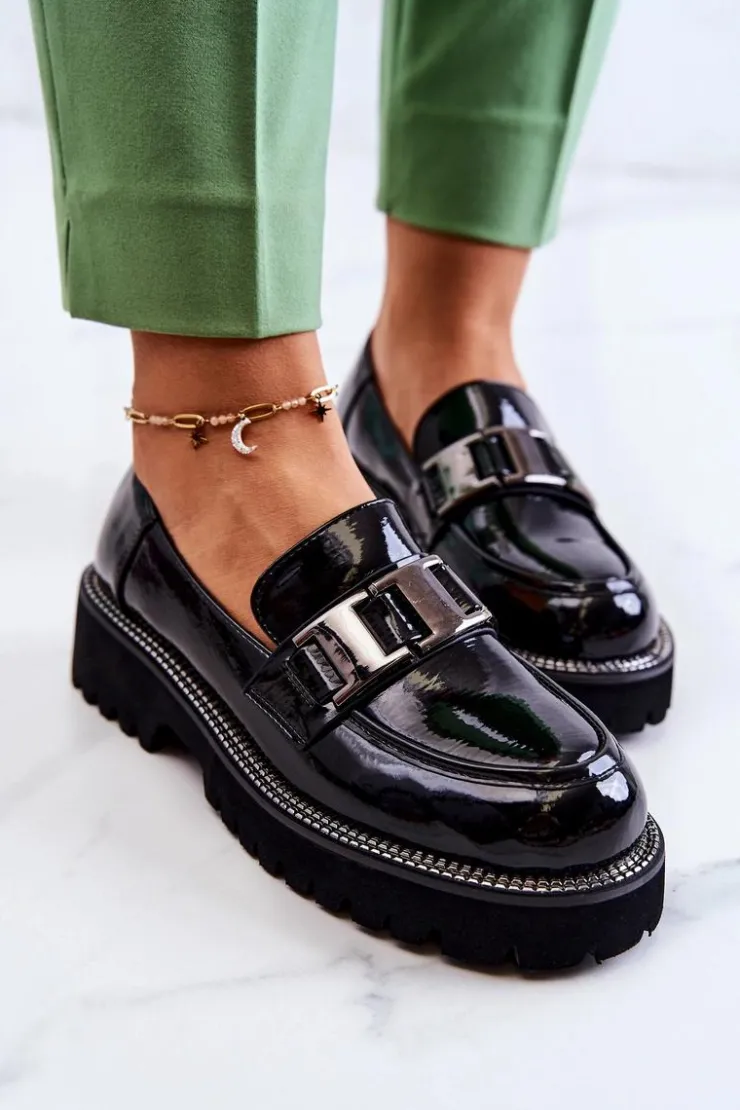 Damskie buty S.Barski Półbuty Lakierowane*Lakierowane Skórzane Półbuty Czarne Corine