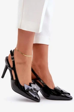 Boto Czółenka Klasyczne*Lakierowane Szpilki Z Odkrytą Piętą Czarne Auroravia Czarny