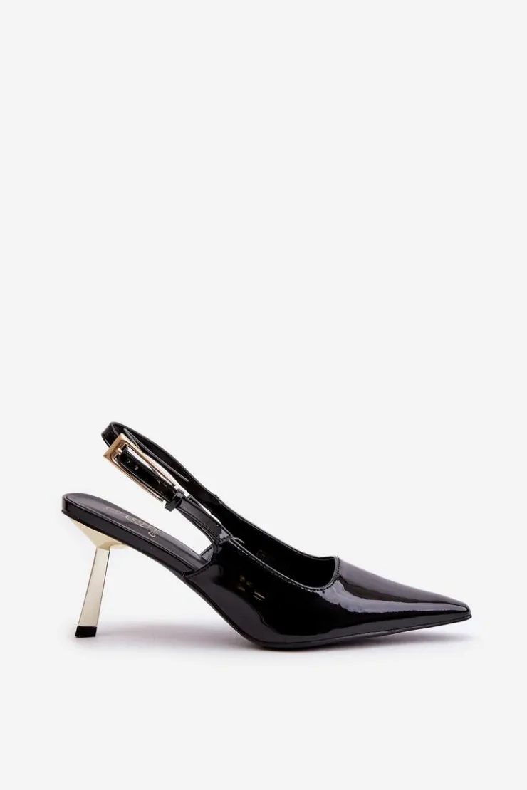 Online Boto Lakierowane Szpilki Z Odkrytą Piętą Czarne Filona