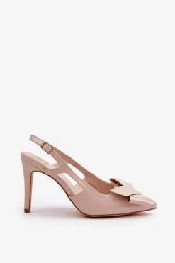 Discount Boto Lakierowane Szpilki Z Odkrytą Piętą Beżowe Auroravia