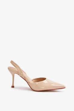 Best Boto Lakierowane Szpilki Z Odkrytą Piętą Beżowe Emmizola