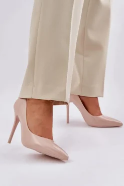 New Boto Lakierowane Szpilki Ze Szpiczastymi Noskami Beżowe Vizana