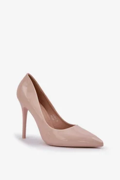 New Boto Lakierowane Szpilki Ze Szpiczastymi Noskami Beżowe Vizana